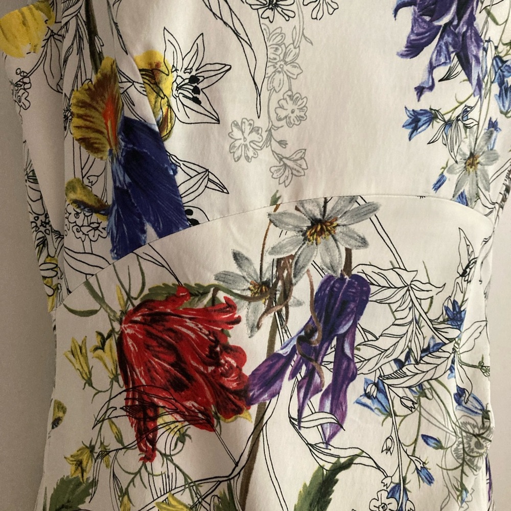 Karen Millen The Atelier White Hand-Painted Floral Print Strappy Sheath Dress, 8 - Picture 8 of 16